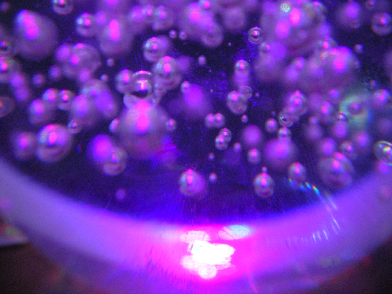 glass sphere with bubbles, LED lights